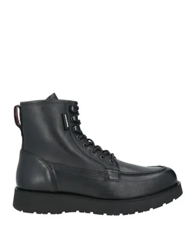 Tommy Hilfiger Man Ankle Boots Black Size 9 Leather In Multi