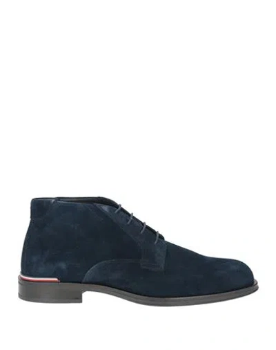 Tommy Hilfiger Man Ankle Boots Midnight Blue Size 8 Leather