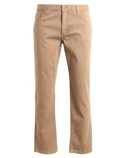 Tommy Hilfiger Man Pants Camel Size 35w-32l Cotton, Elastane In Beige