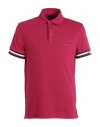 Tommy Hilfiger Man Polo Shirt Garnet Size M Cotton, Viscose, Elastane In Red