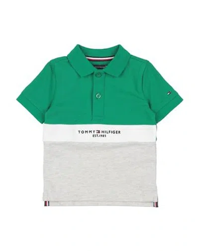 Tommy Hilfiger Man Polo Shirt Green Size 12 Cotton, Elastane In Black