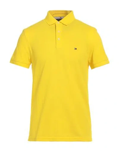 Tommy Hilfiger Man Polo Shirt Mandarin Size M Cotton, Elastane In Mandarin