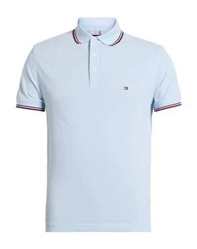 Tommy Hilfiger Man Polo Shirt Sky Blue Size S Cotton, Elastane