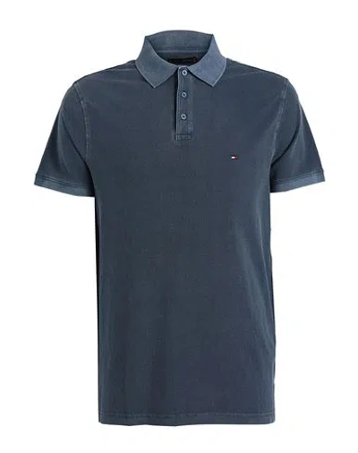 Tommy Hilfiger Man Polo Shirt Slate Blue Size L Cotton