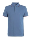 Tommy Hilfiger Man Polo Shirt Slate Blue Size L Cotton, Elastane