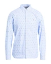 Tommy Hilfiger Man Shirt Azure Size M Cotton In Blue