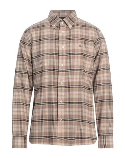 Tommy Hilfiger Man Shirt Camel Size L Cotton In Sand