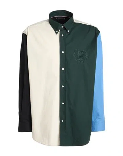 Tommy Hilfiger Man Shirt Dark Green Size L Cotton