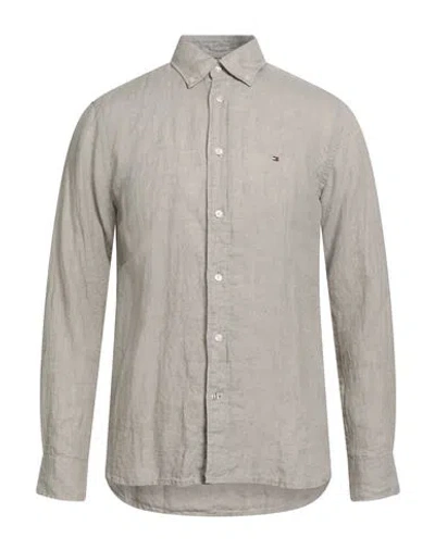 Tommy Hilfiger Man Shirt Grey Size S Linen In Gray