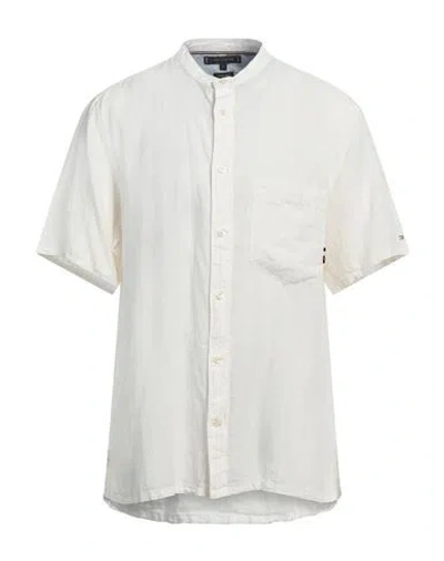 Tommy Hilfiger Man Shirt Ivory Size Xs Cotton In White