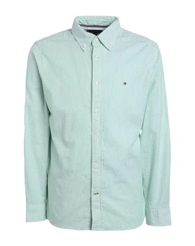 Tommy Hilfiger Man Shirt Light Green Size S Cotton, Elastane