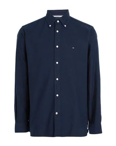Tommy Hilfiger Man Shirt Navy Blue Size M Cotton In Desert Sky