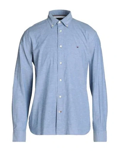 Tommy Hilfiger Man Shirt Navy Size S Cotton, Elastane In Navy Blue
