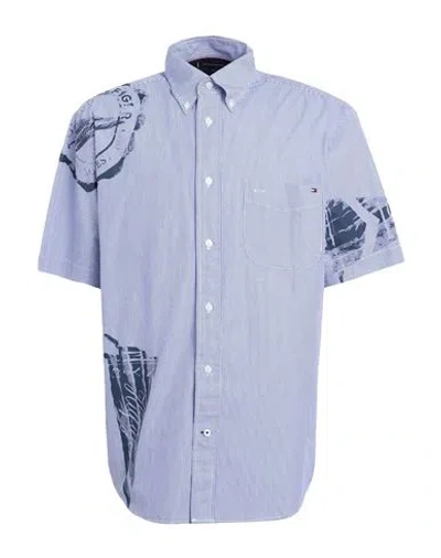 Tommy Hilfiger Man Shirt Navy Blue Size Xl Cotton