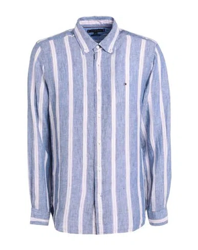 Tommy Hilfiger Man Shirt Pastel Blue Size L Linen