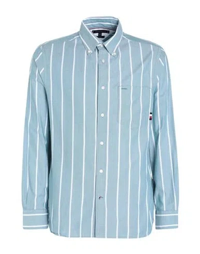Tommy Hilfiger Man Shirt Pastel Blue Size Xl Cotton
