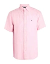 Tommy Hilfiger Flex Poplin Solid Short Sleeve Mens Shirt In Pink