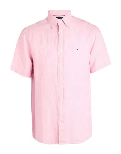 TOMMY HILFIGER TOMMY HILFIGER MAN SHIRT PINK SIZE S LINEN