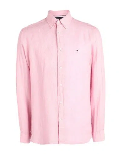 TOMMY HILFIGER TOMMY HILFIGER MAN SHIRT PINK SIZE M LINEN