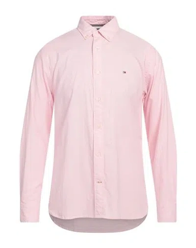 Tommy Hilfiger Man Shirt Pink Size S Cotton, Elastane
