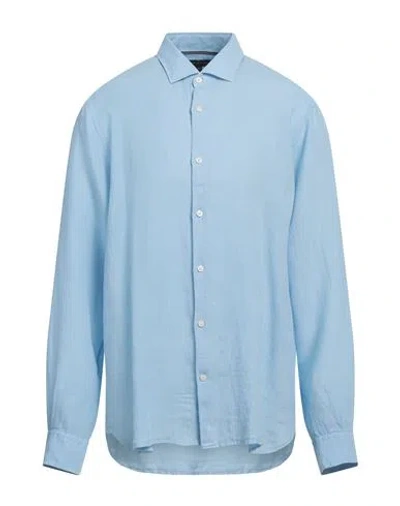 Tommy Hilfiger Man Shirt Sky Blue Size L Linen