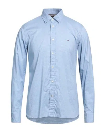 Tommy Hilfiger Man Shirt Sky Blue Size M Cotton In Gold