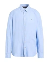 Tommy Hilfiger Man Shirt Sky Blue Size Xxl Cotton