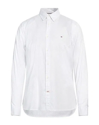 Tommy Hilfiger Core Logo-embroidered Regular-fit Cotton-poplin Shirt In White