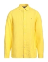 Tommy Hilfiger Man Shirt Yellow Size L Linen In Yellow
