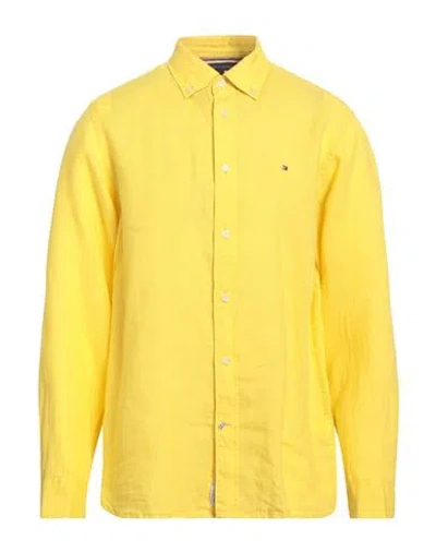 Tommy Hilfiger Man Shirt Yellow Size L Linen
