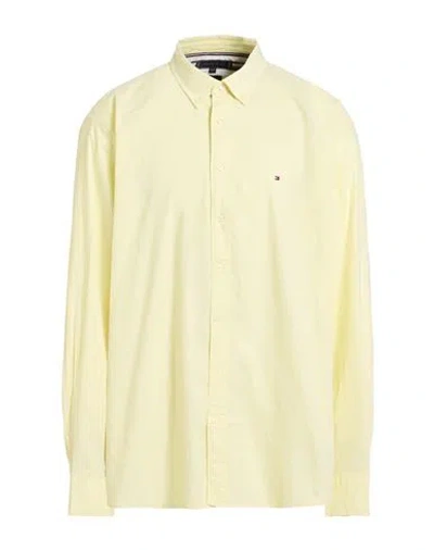 Tommy Hilfiger Man Shirt Yellow Size Xxxl Cotton, Elastane