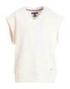 Tommy Hilfiger Man Sweater Cream Size L Cotton, Polyester In White