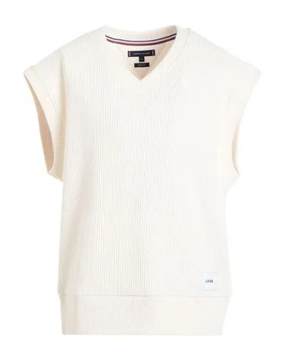 Tommy Hilfiger Man Sweater Cream Size L Cotton, Polyester In White