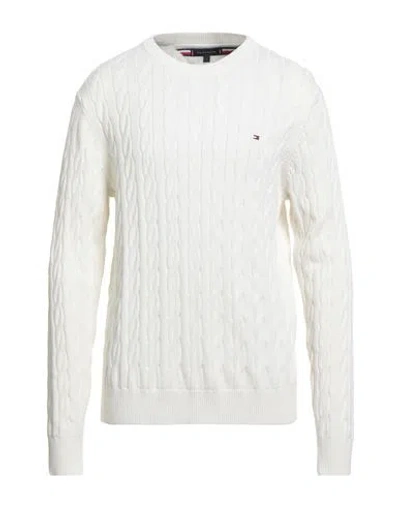 Tommy Hilfiger Man Sweater Cream Size L Cotton In White