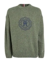 Tommy Hilfiger Man Sweater Military Green Size M Wool, Polyamide, Viscose In Green