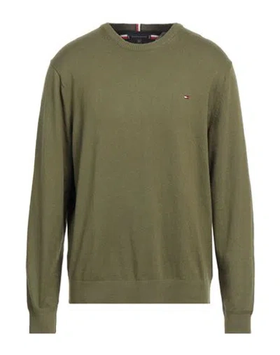 Tommy Hilfiger Man Sweater Military Green Size Xl Pima Cotton, Cashmere, Elastane