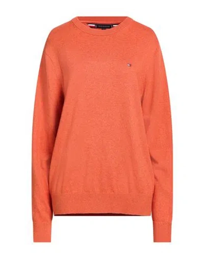Tommy Hilfiger Man Sweater Orange Size M Pima Cotton, Cashmere, Elastane
