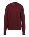 Tommy Hilfiger Long Sleeve Crew Neck Sweater With Ribbed Cuffs In Purple