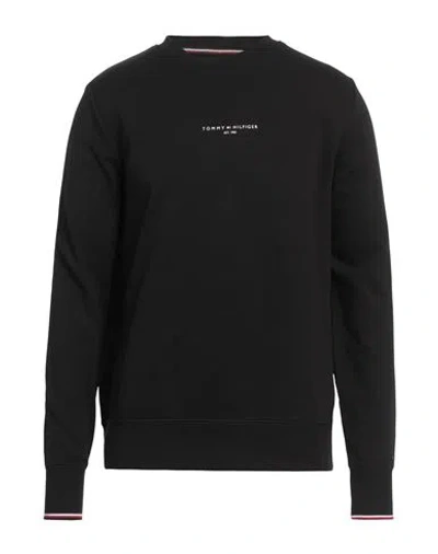 Tommy Hilfiger Man Sweatshirt Black Size L Cotton, Elastane