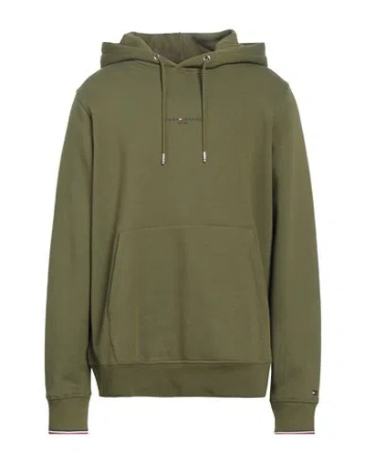 Tommy Hilfiger Man Sweatshirt Military Green Size Xxl Cotton, Polyester