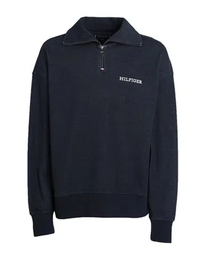 Tommy Hilfiger Man Sweatshirt Navy Size L Cotton, Polyester In Navy Blue