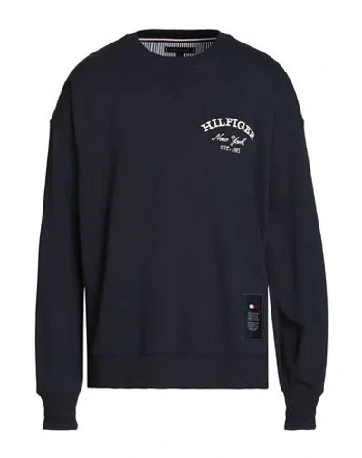 Tommy Hilfiger Man Sweatshirt Navy Size L Viscose, Cotton In Navy Blue