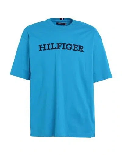 Tommy Hilfiger Man T-shirt Azure Size Xl Cotton In Blue
