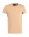Tommy Hilfiger Man T-shirt Sand Size Xl Cotton, Elastane In Beige