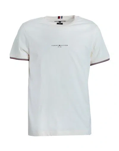 Tommy Hilfiger Man T-shirt Cream Size L Cotton In White