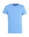 Tommy Hilfiger Man T-shirt Light Blue Size S Cotton, Elastane