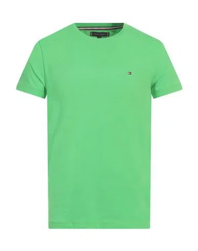 Tommy Hilfiger Man T-shirt Light Green Size M Cotton, Elastane