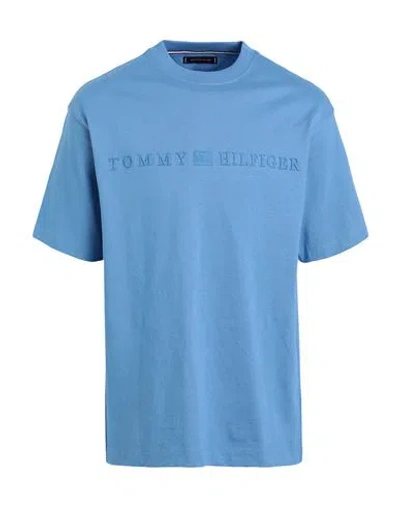 Tommy Hilfiger Man T-shirt Pastel Blue Size Xl Cotton