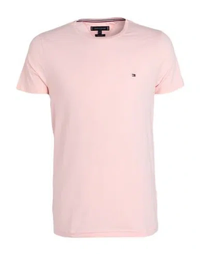 Tommy Hilfiger Man T-shirt Pastel Pink Size L Cotton, Elastane