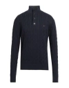 Tommy Hilfiger Man Turtleneck Navy Size L Organic Cotton In Blue